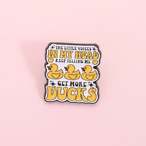 Funny Little Yellow Duck Enamel Pin Brooch Humorous Voices Slogan Zinc Alloy Badge For Clothes Bags Accessory