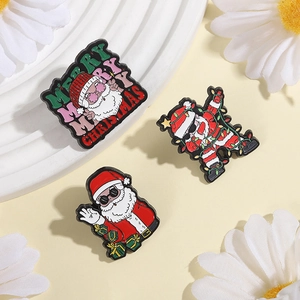 Set di 3 spille creative natalizie in smalto con Babbo Natale per vestiti e borse