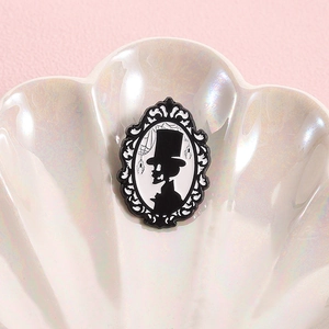 Gothic skull gentleman enamel brooch in vintage frame for Halloween decoration