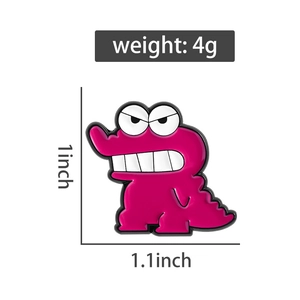 Dettaglio della spilla a dinosauro rosa con dimensioni 1x1.1 pollici e peso di 4g