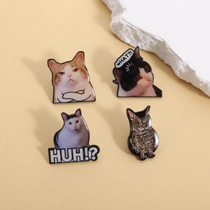 Funny Meme Cat Enamel Brooches Alloy Cartoon Badge Pins For Women Men Kids Cute Backpack Clothes Jacket Accessory