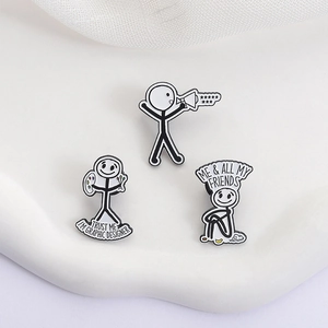 Kreatives Emaille-Anstecknadel-Set mit Strichmännchen und Designer-Humor