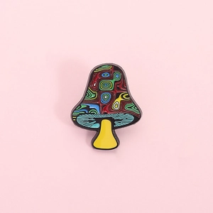 Psychedelic Mushroom Enamel Pin Colorful Vortex Pattern Zinc Alloy Brooch For Backpack Clothing Personalized Jewelry Gift Unisex