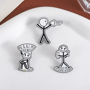 Kreatives minimalistisches Strichmännchen Emaille-Anstecknadel Set für Kleidung und Taschen