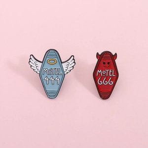 Creative Motel angel and devil enamel pin set for clothing and bags decoration