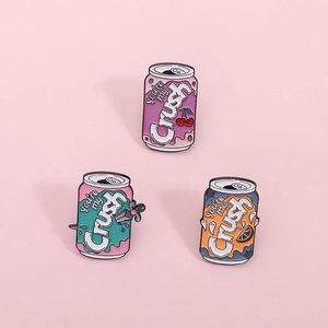 Broche en Émail Canette de Soda You're My Crush Badge Mignon Cerise Fantôme Épée Alliage de Zinc pour Sac à Dos