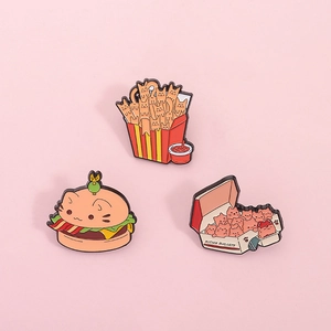 Lot de pins émaillés mignons pour chats sur le thème burger, frites et pépites de chat