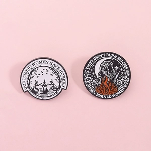 Vintage Witch Enamel Pin Feminist Slogan Brooch Zinc Alloy Round Badge For Women Men Clothing Bag Accessories Jewelry Gift