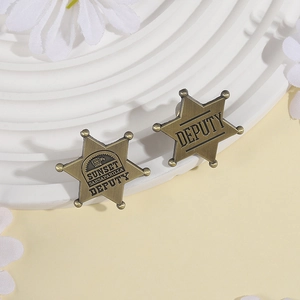 Vintage bronze alloy deputy star badges featuring sunset sarsaparilla game design