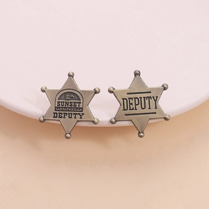 Vintage Western Style Deputy Star Badge Zinc Alloy Lacquered Brooch Pin For Clothing Accessories Men Women Unisex Gift