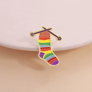 Creative Rainbow Striped Sock Enamel Brooch Zinc Alloy Lacquered Badge Accessory For Women Men Clothing Decor Jewelry Gift