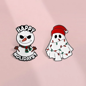 Christmas Enamel Pin Brooch Ghost Snowman Cartoon Alloy Metal Badge Holiday Decoration Gift For Clothes Backpack Jewelry