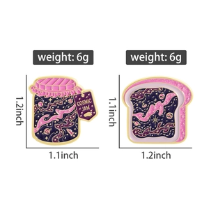 Set de broches émail confiture cosmique et toast, dimensions 1,2 pouce, motif galaxie