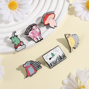 Set di spille smaltate a fumetti con rane e pecorelle per decorazione abbigliamento