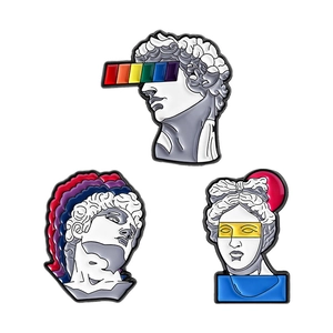 Creative artistic sculpture enamel pin set featuring colorful pop art David statue designs