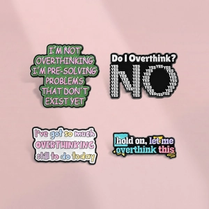 Creative Overthinking Enamel Pin Alloy Brooch Funny English Quote Badge Lapel Pin For Backpack Jacket Jewelry Gift Women Men