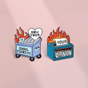 Funny Dumpster Fire Enamel Pin Brooch Alloy Workplace Sarcastic Lapel Pin Badge Jewelry For Backpack Jacket Hat Decoration