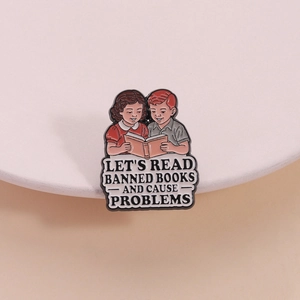 Retro Let's Read Banned Books And Cause Problems Emaille Pin Abzeichen Lesende Kinder Zinklegierung Brosche Für Buchliebhaber Geschenk