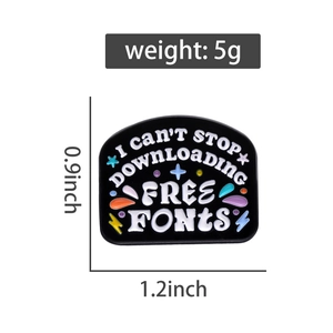 Detail view of the 5g black enamel brooch with dimensions 1.2 by 0.9 inch for clothing