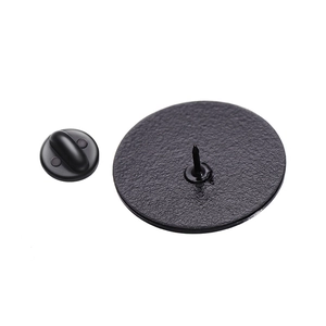 Back view of black matte alloy bee brooch showing the metal pin and rubber clutch