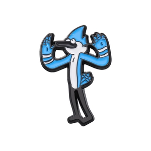 Spilla smaltata cartone animato uccello blu Mordecai di Regular Show in lega di zinco