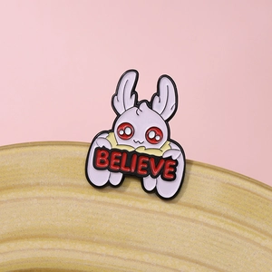 Cute Cartoon Mothman Enamel Pin Believe Sign Monster Brooch Zinc Alloy Badge For Clothing Bag Jewelry Accessory Gift For Women Men
