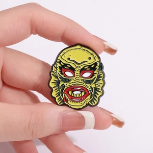 Halloween scary green monster enamel pin horror movie character badge for scarves