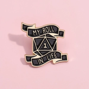 Creative Tabletop RPG D20 Dice Enamel Brooch My Roll In Life Letter Alloy Badge Pin For Backpack Clothes Unisex Geek Jewelry