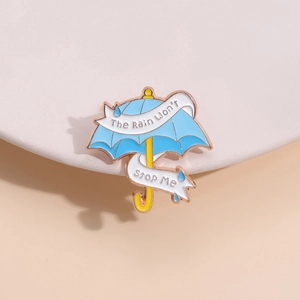 Inspirierende Regenschirm Emaille Brosche Pin Mit Band The Rain Wont Stop Me Zinklegierung Metall Abzeichen Für Kleidung Taschen Schmuck
