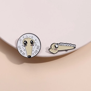 Cartoon Borzoi dog enamel pin set with Let Me Do It For You quote on cream stand