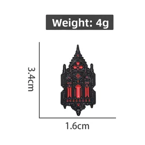 Gothic window frame brooch dimensions showing 3.4cm height and 1.6cm width