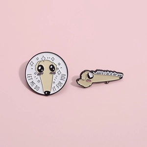Creative long nose dog enamel pin set with Let Me Do It For You text on pink background