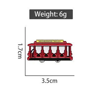 Red retro trolley enamel pin brooch made of alloy with product size specifications