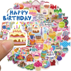 100 autocollants de gâteau d'anniversaire de bonbons pour décor de bagages étanches DIY