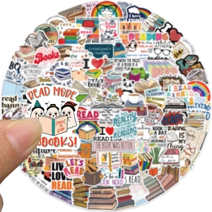 100 pcs waterproof reading stickers featuring ghost and rainbow designs for DIY decoration