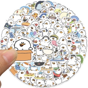 100pcs cute cartoon duck stickers for laptop suitcase waterproof vinyl decals set