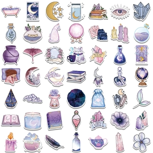 100pcs purple magic moon aesthetic waterproof stickers for laptop and DIY decoration