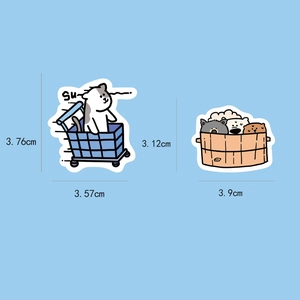 Detailed view showing dimensions of cute animal hostel waterproof cartoon stickers