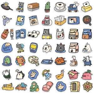 Set of 49 cute animal stickers featuring bears and cats for decorating luggage and notebooks