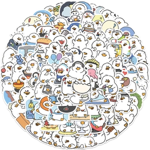 100pcs waterproof cute white fat duck graffiti stickers for laptop and luggage decor