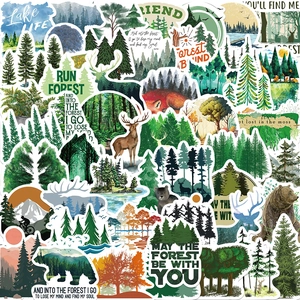 Green Forest Nature Stickers Waterproof PVC Outdoor Animal Decals For Laptop Luggage Bottle Aesthetic DIY Scrapbooking