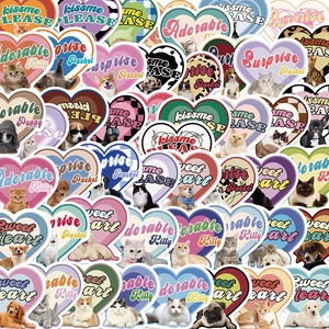 49pcs vintage heart-shaped cat and dog graffiti stickers for DIY guitar and luggage decor
