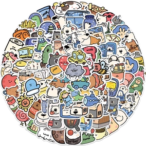 Macro display of assorted cute animal and food waterproof graffiti stickers for laptops