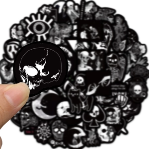 50 Gothic black and white stickers for guitar and luggage with waterproof skull designs