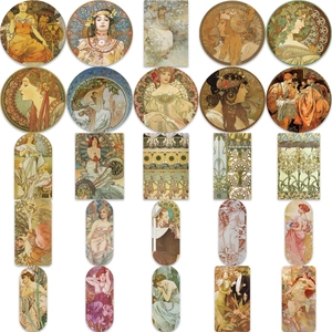 Autocollants Art Nouveau vintage avec illustrations d'Alphonse Mucha pour DIY