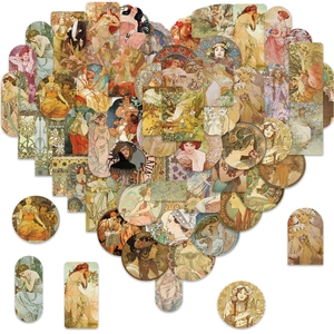 Autocollants Personnages Vintage Art Nouveau Mucha Décalcomanies en Vinyle PVC Imperméables pour Ordinateur Guitare Scrapbooking