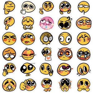 Set mit 60 kreativen gelben Emoji Graffiti Aufklebern für DIY wasserdichte Deko