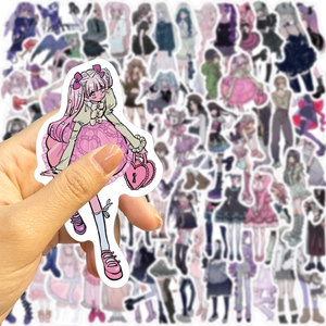 Lot d'autocollants anime fille imperméables aux couleurs pastel pour déco DIY et valise