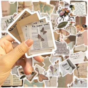 50 vintage αυτοκόλλητα σε στυλ scrap για DIY διακόσμηση κιθάρας και βαλίτσας