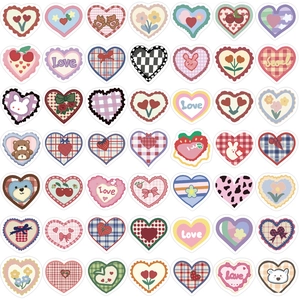 100pcs colorful heart graffiti stickers with cute rabbit and bear patterns for DIY deco